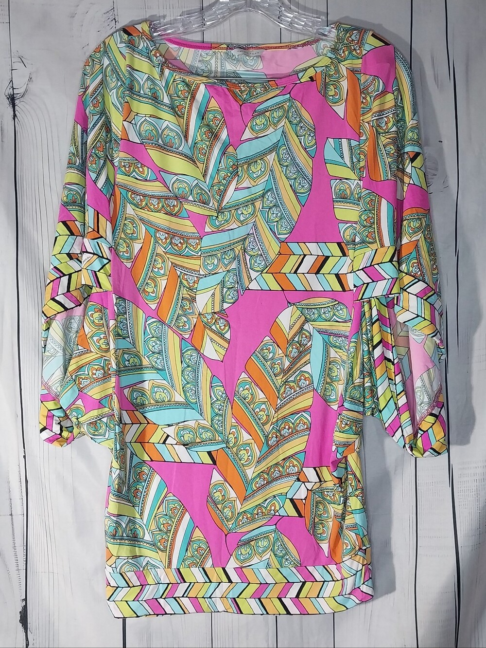 Trina Turk Tuvalu Tunic Swim Cover Kaftan Tropical ResortWear Vacation Dress